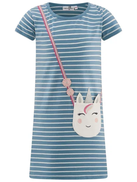 Happy girls Rochie albastru / roz / argintiu alb