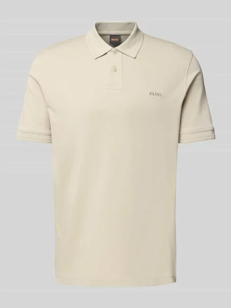 Koszulka polo o kroju regular fit z wyhaftowanym logo model ‘Interlock’ Boss Orange beżowa