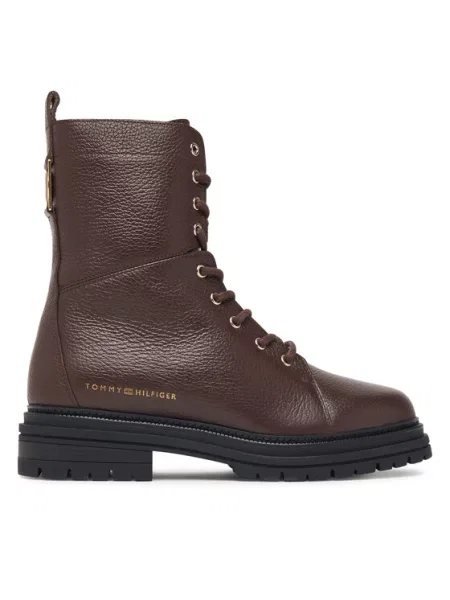 Gležnjarji Tommy Hilfiger Th Emboss Grain Leather Boot rjava