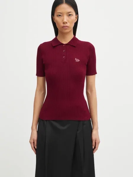 Maison Kitsuné Πουλόβερ με προσθήκη μαλλιού Baby Fox Fine Rib Wool