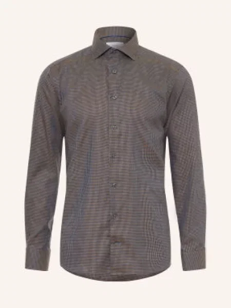 Eton Košile Slim Fit hnědá / tmavě modrá
