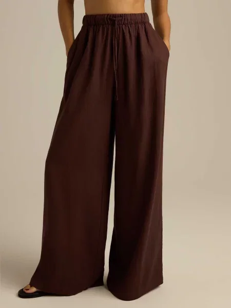 Штани повсякденні DIVERSE льон/віскоза коричневий