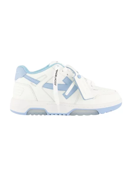 Sneakersy Off-white biznesowe skórzane białe