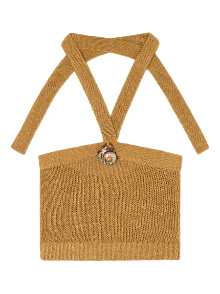 Top Alanui cu gât halter maro