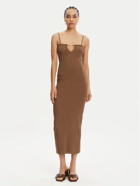 JACQUEMUS Rochie tricotată maro