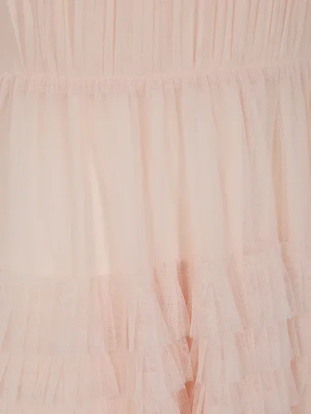 Rochie maxi Twinset cu volane plisată de costum roz