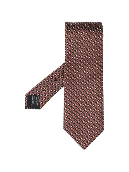 Cravată Tom Ford cu imprimeu geometric maro