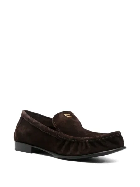 Pantofi loafer Miu Miu din piele de căprioară maro