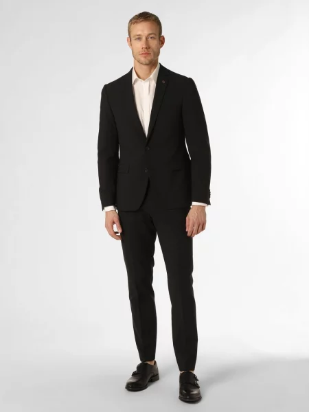 Finshley & Harding London garnitur Mężczyźni Slim Fit Sztuczne włókno jednolity 52 czarny