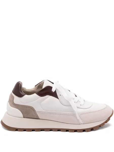 Sneakerși Brunello Cucinelli cu șireturi din dantelă alb