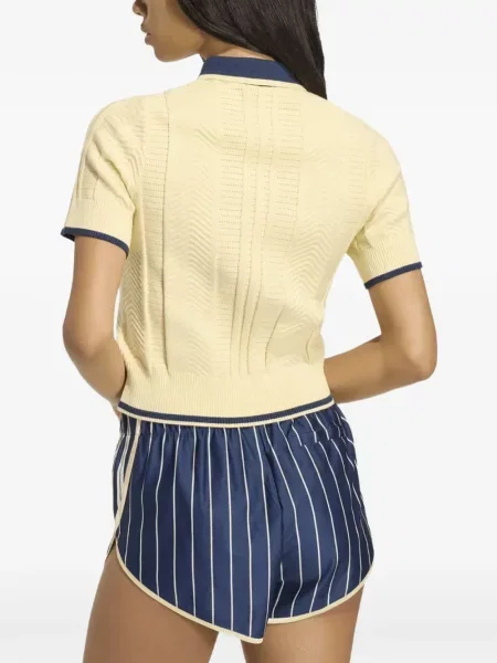Pulover Adidas tricotate cu bretele galben