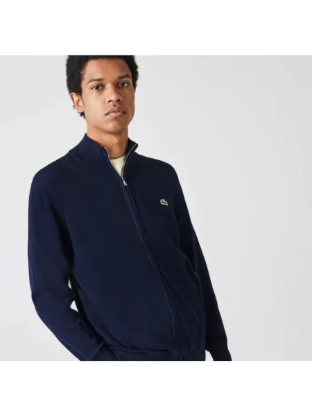 Sweter Lacoste z kapturem niebieski
