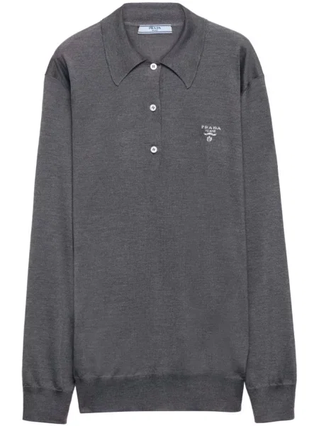 Polo Prada de mătase gri