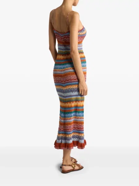 Rochie maxi Etro cu dungi tricotate roșu