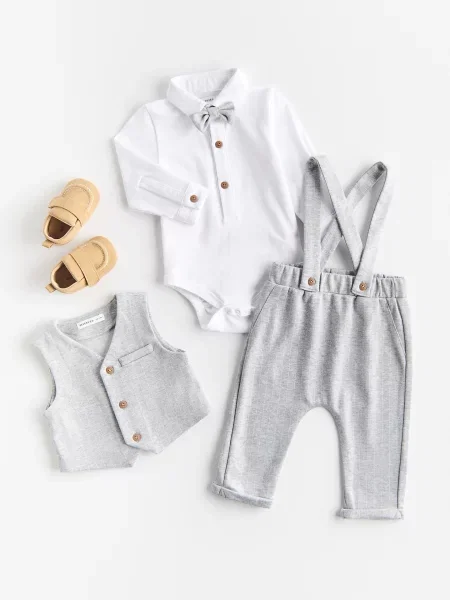 Reserved Set elegant cu papion deschis gri