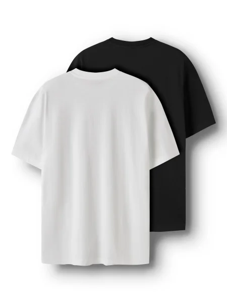 TWO SOON Tricou negru alb