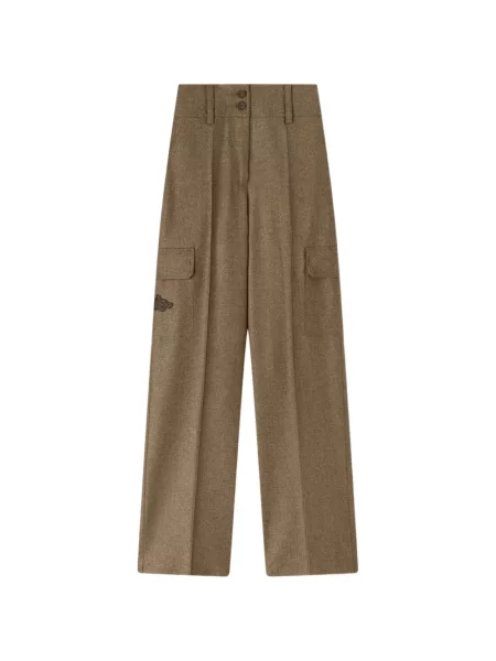 Pantaloni cargo Retori cu broderie maro