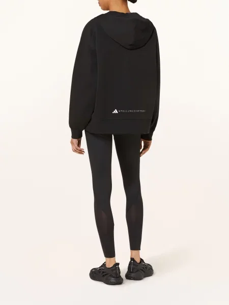 Bluza z kapturem Adidas By Stella Mccartney z kapturem z nadrukiem czarna
