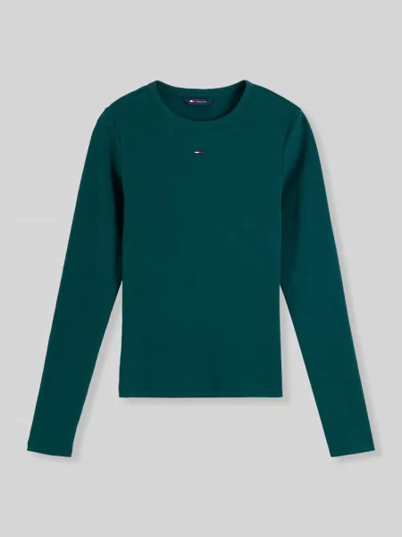 Bluzka z długim rękawem o kroju slim fit z mieszanki bawełny Tommy Jeans zielona