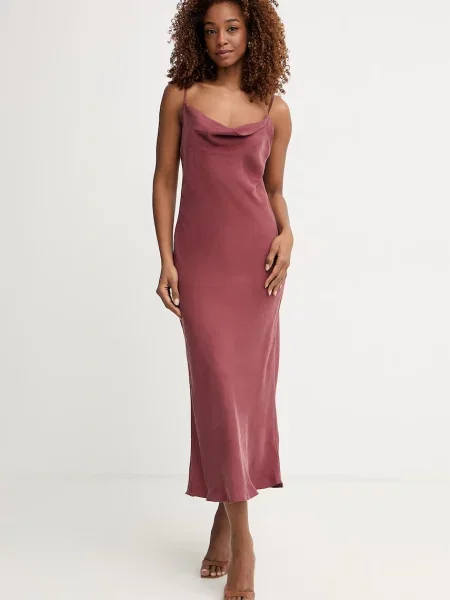 Guess sukienka bieliźniana z wiskozą AKILINA bordowa