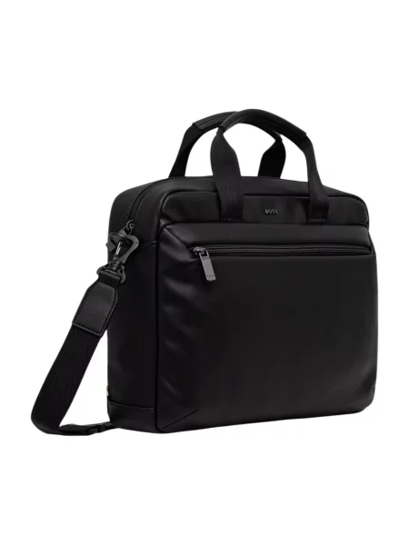 BOSS torba na laptopa z imitacji skóry Jace_Doc Case czarna