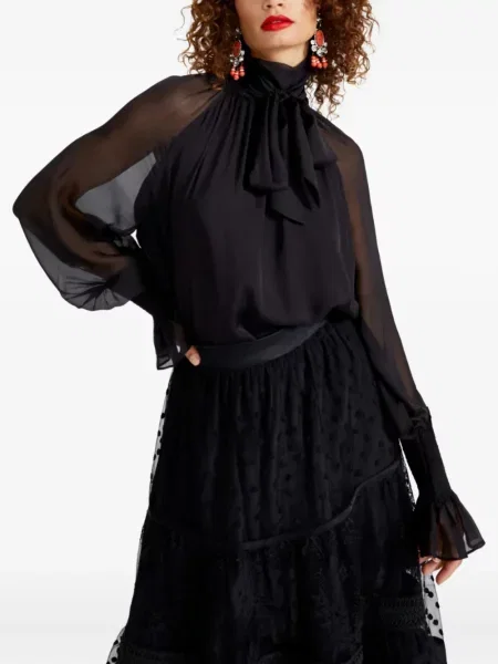 Bluză Temperley London cu volane negru