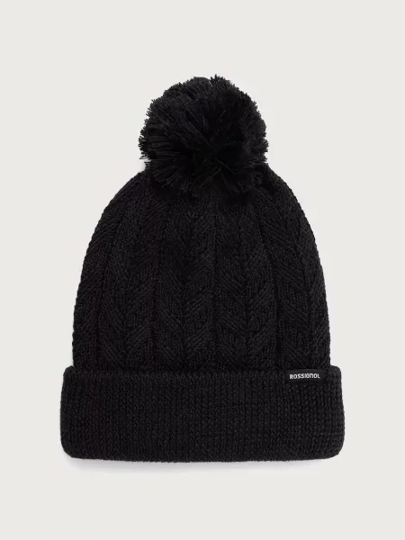 Rossignol căciulă cu pompon pentru femei cu amestec de lână negru