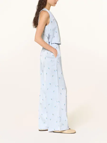 Claudie Pierlot Spodnie Marlene Z Satyny blau niebieskie