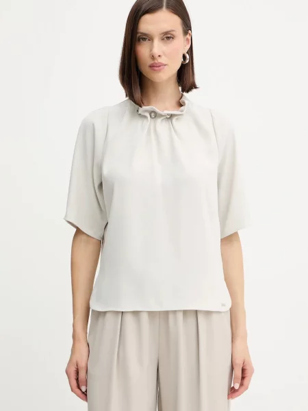 Armani Exchange bluză cu imprimeu bej