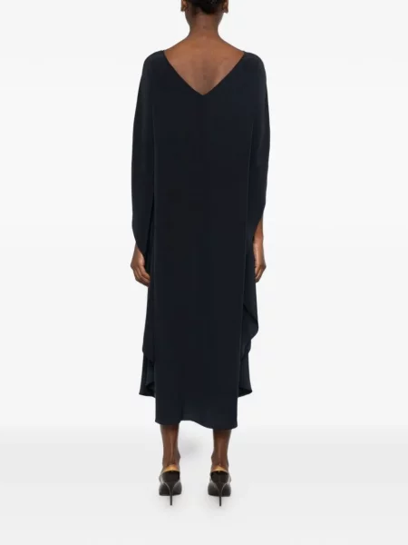 Sukienka drapowana Gianluca Capannolo z dekoltem w łódkę drapowana niebieska