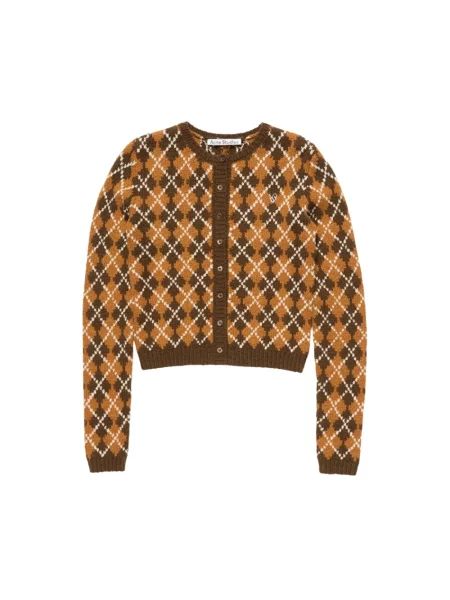 Dzianinowy kardigan Acne Studios brązowy