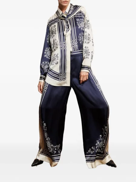 Pantaloni Alemais de mătase albastru