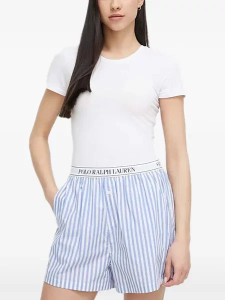 Pletene prugaste kratke hlače Polo Ralph Lauren veze bijela