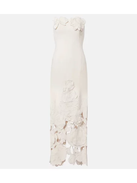 Rochie maxi Leo Lin cu model floral de costum alb