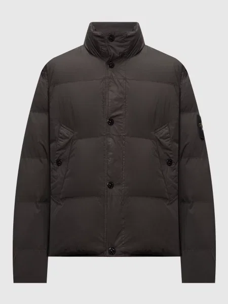 Пуховик з патчем логотипа Stone Island сірий