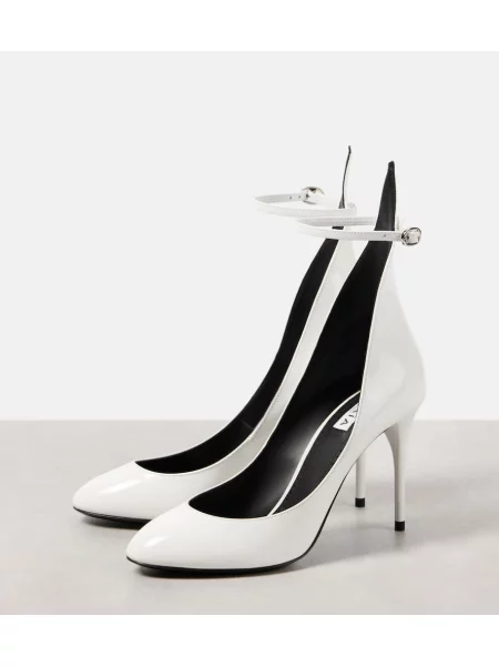 Pantofi cu toc Alaïa din piele de lac alb