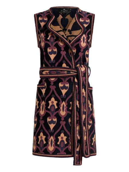 Mała sukienka mini Etro żakardowa garniturowa niebieska