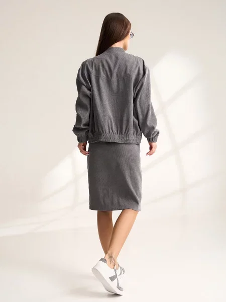 Спідниця міді ISSA Plus вельвет сірий