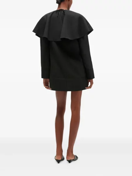Rochie mini Ganni cu volane de costum negru