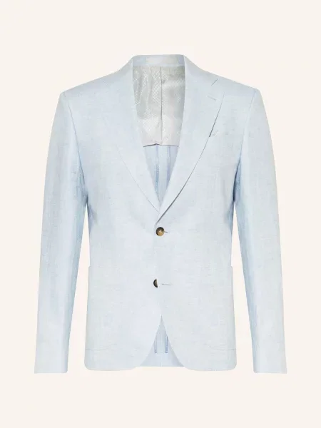 Sand Copenhagen Lněné Oblekové Sako Sherman Napoli Classic Fit hellblau