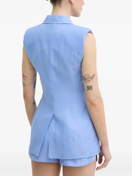 Top Luisa Spagnoli bez rękawów dwurzędowy niebieski