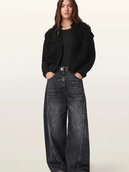 Шерстяной кардиган Allsaints черный