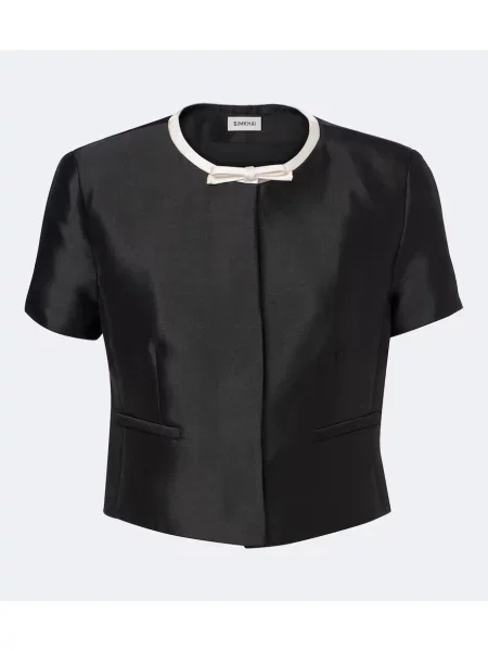 Decupat top Simkhai cu funde din satin negru