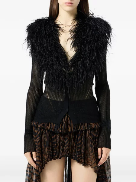 Cardigan Blumarine cu pene negru