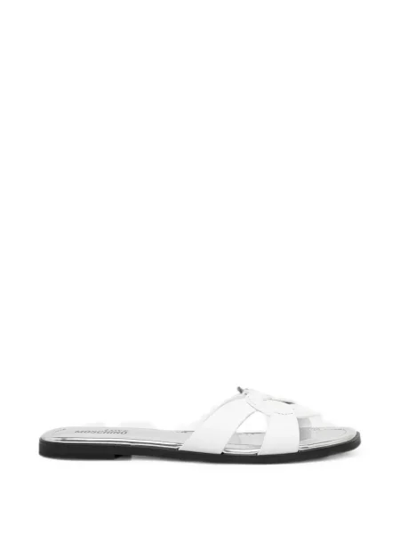 Sandale Love Moschino cu motiv cu inimi alb