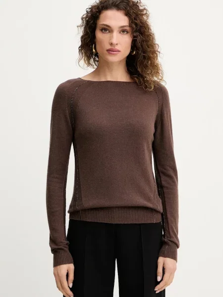 Sweter Silvian Heach wełniany brązowy