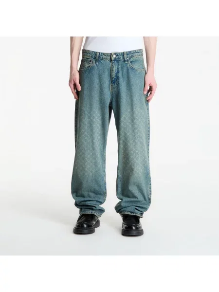 Džíny Daily Paper Faded Monogram Amba Jeans V2 Bleached Denim Blue XS modré