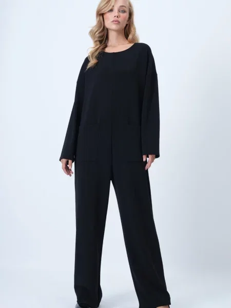 Trend Alaçatı Stili Salopeta negru