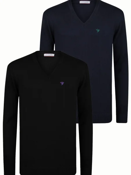 Felix Hardy Pulóver zöld / sötétlila fekete