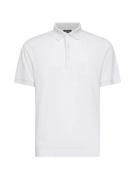 Gulerat tricou polo Zegna cu nervuri alb